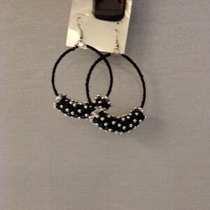 Elegant Black and Silver Hoop Earrings